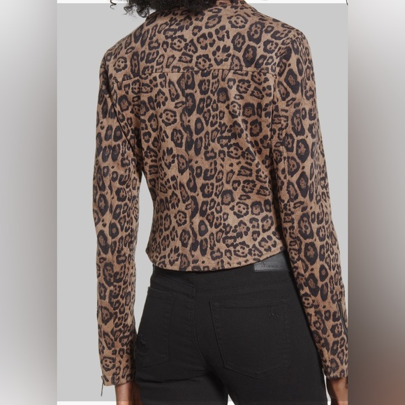 SOLD! Vigoss Leopard Print Faux Leather Suede Moto Jacket M - Picture 3 of 8